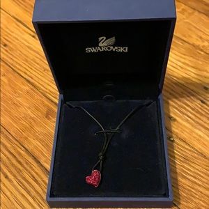 Black rope and red heart with Swarovski Crystals